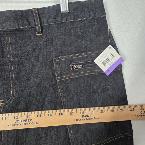 VTG Emergency Exit Denim Jean Skirt sz 19 (2X) Blue A-Line Zip Pockets - Picture 11 of 13
